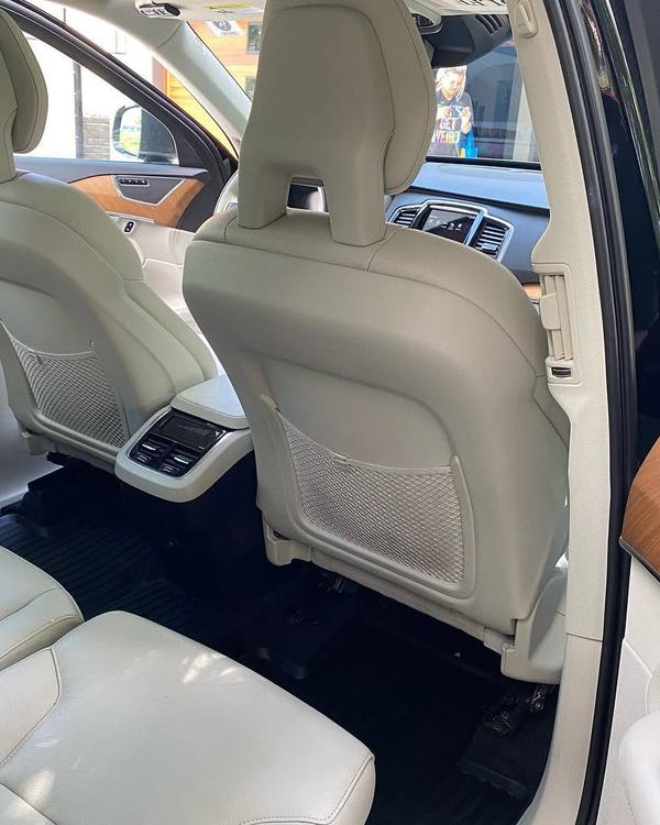 Cream leather rear seats in a Volvo XC90
